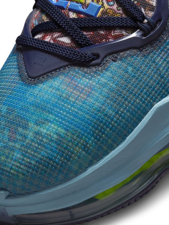 LeBron 19 inalti Pantofi de baschet Albastru Înnegrit / Albastru Uzat / Verde Atomic / Albastru Mediu