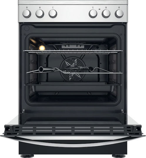 Indesit Κουζίνα 69lt με Κεραμικές Εστίες Π60εκ. Λευκή