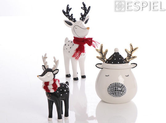 Espiel Christmas Ceramic Figure Reindeer White Height 24.6cm