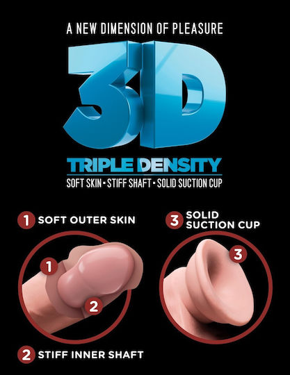 King Cock Triple Density Реалистично дилдо с Топки и Вендуза Плът 25см