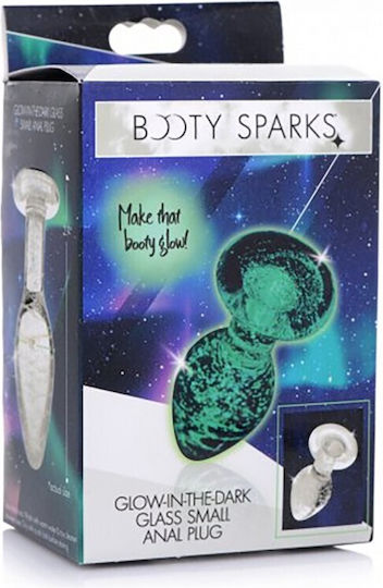 Booty Sparks Glow-In-The-Dark Glass Anal Plug Klein Green