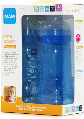 Mam Set aus Plastikflaschen Easy Active Gegen Koliken mit Silikonsauger für 4+ Monate Blue Delphin 330ml 2Stück 365S