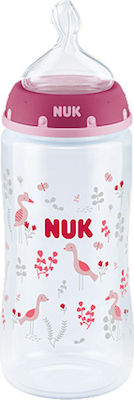 Nuk Plastic Bottle First Choice Plus Anti-Colic with Silicone Nipple for 6-18 months Pink Birds 300ml 1pcs