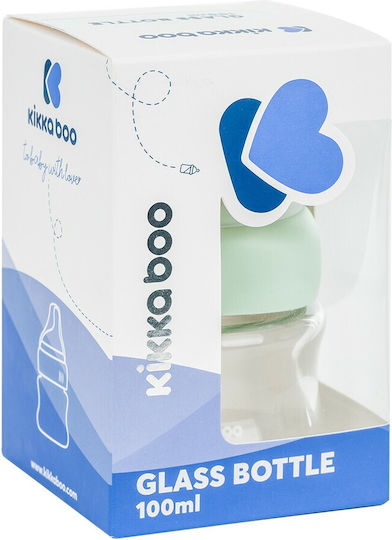 Kikka Boo Glasflasche Gegen Koliken mit Silikonsauger für 0+, 0+ m, Monate Transparent Minze 100ml