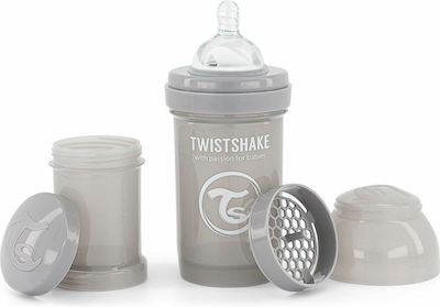 Twistshake Set aus Plastikflaschen Pastel Gegen Koliken mit Silikonsauger für 0+, 0+ m, Monate Grey 180ml 2Stück