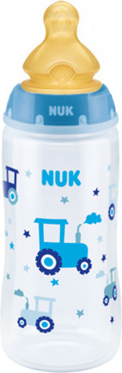 Nuk Plastic Baby Bottle First Choice Plus Anti-Colic with Rubber Nipple for 0-6 months Blue Tractor - Blue 300ml 10.741.939