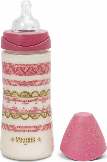 Suavinex Plastic Baby Bottle Haute Couture Anti-Colic with Silicone Nipple for 0+, 0+ m, months Pink Light Pink 360ml