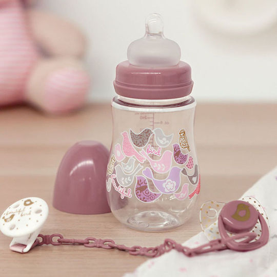Kiokids Σετ Πλαστικά Μπιμπερό με Θηλή Σιλικόνης για 6+ μηνών Ροζ Ροζ 250ml 3τμχ
