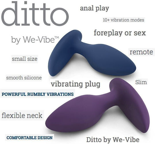 We-Vibe Ditto Anal Plug with Wireless Functionality and Vibration Blue 8.8cm