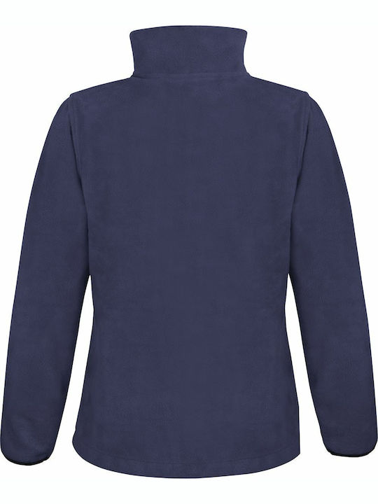 Fleece Γυναικεία Ζακέτα με Φερμουάρ σε Navy Μπλε Χρώμα