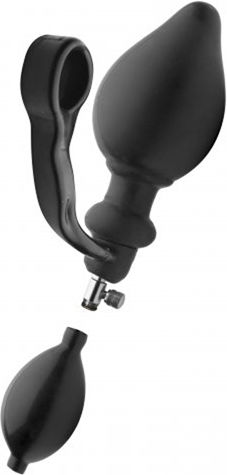 XR Master Series Exxpander Inflatable Plug Cock Ring Removable Pump Δαχτυλίδι Πέους Σιλικόνης με Πρωκτική Σφήνα Μαύρο