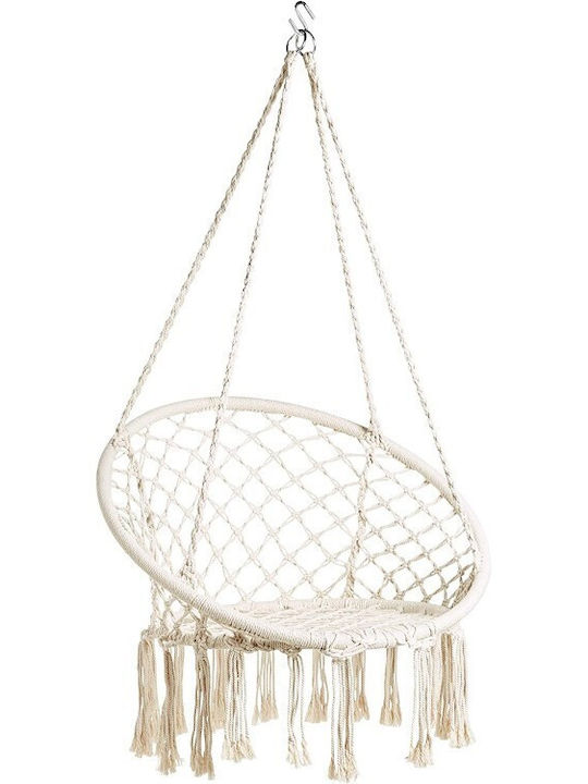 Boho Κρεμαστή Κούνια Πολυθρόνα Rattan Λευκό Αντοχής έως 110kg Μ80xΠ83xΥ135cm
