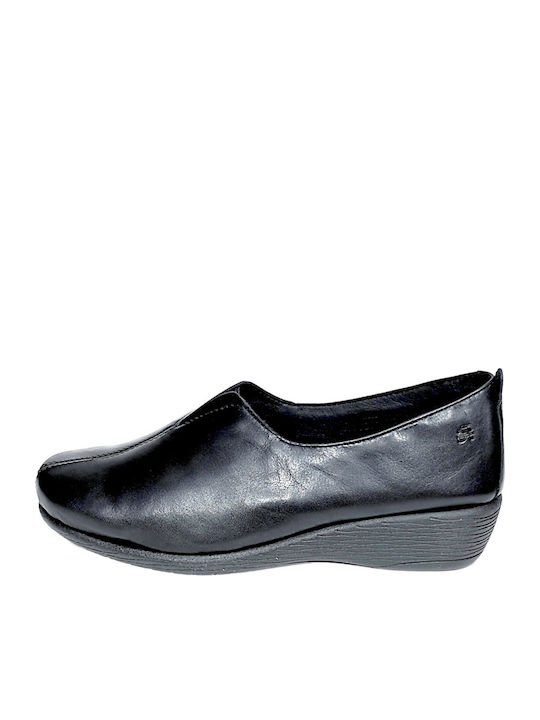 Flex Go Leather Women's Moccasins in Black Color