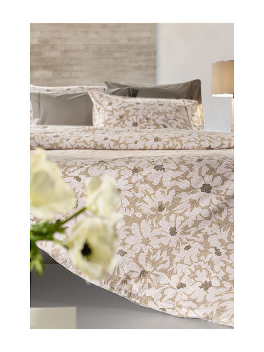 Guy Laroche Duvet Cover Set Flannel Queen with 2 Pillowcases 225x245 Martin Beige