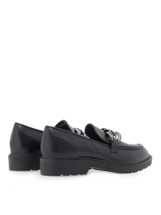 Leather Women's Loafers in Black Color