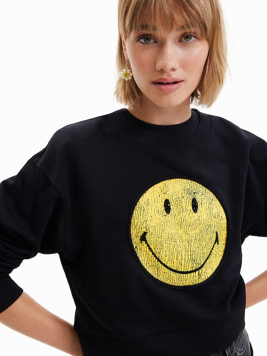 Sweat Smiley Γυναικείο Φούτερ Μαύρο