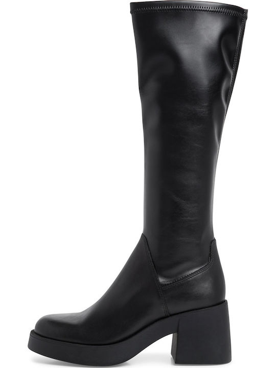 Anatomic Leather Medium Heel Women's Boots with Zipper Black