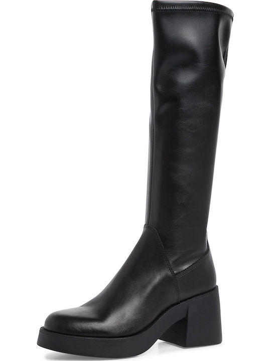 Anatomic Leather Medium Heel Women's Boots with Zipper Black