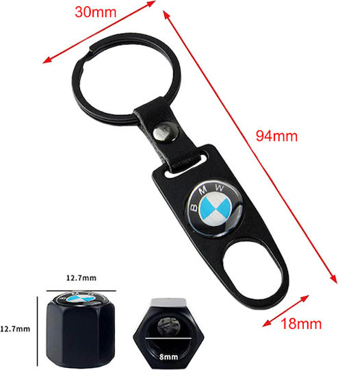 Auto Gs Capace de Valvă pentru Anvelope Auto cu Sigla BMW Negru 4buc