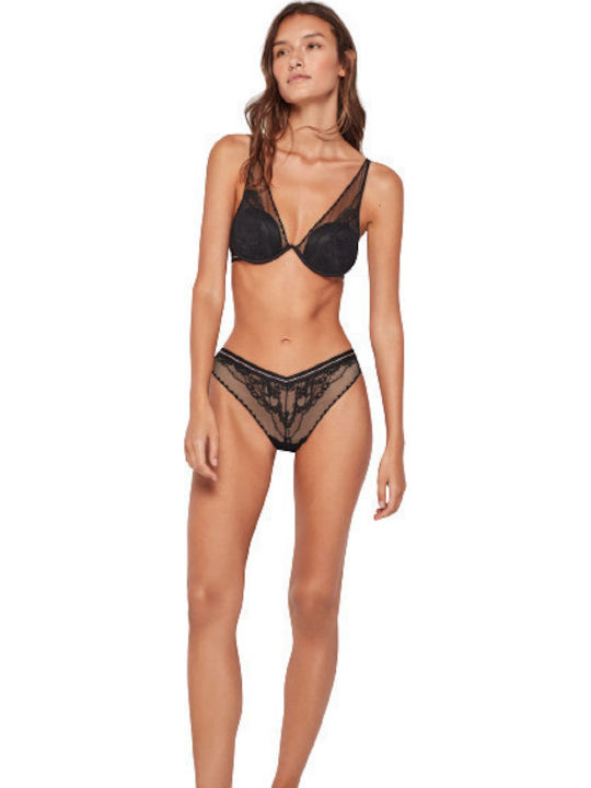 Gisela Lace Underwear Set with Bra & Brazil Black