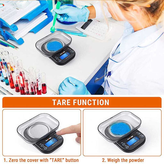 AccuWeight Mini Cantar Electronic Profesional de Precizie cu Capacitate de Cântărire 1kg și Precizie 0.1gr