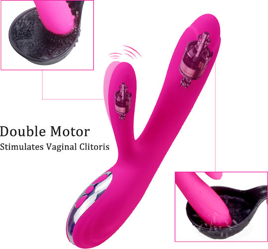 Boss Of Toys Vibrator Kaninchen Joker Heating Double Vibrating Massage Stick 21.7cm Pink