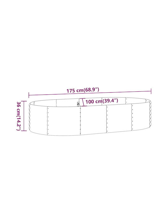 vidaXL Planter Box Metal Cărbune de lemn 175x100x36cm.