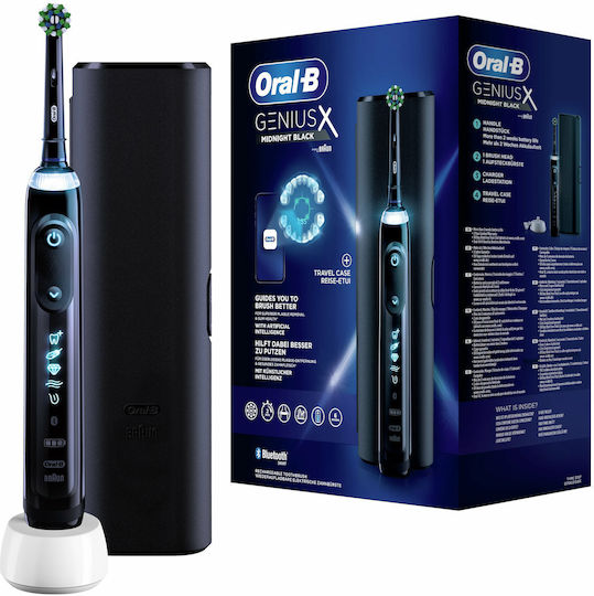 Oral-B Genius X Electric Toothbrush with Timer, Pressure Sensor, and Travel Case Black