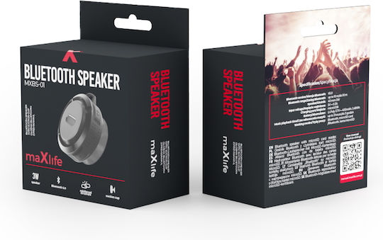 Maxlife MXBS-01 Ηχείο Bluetooth 3W με Διάρκεια Μπαταρίας έως 3 ώρες Μαύρο