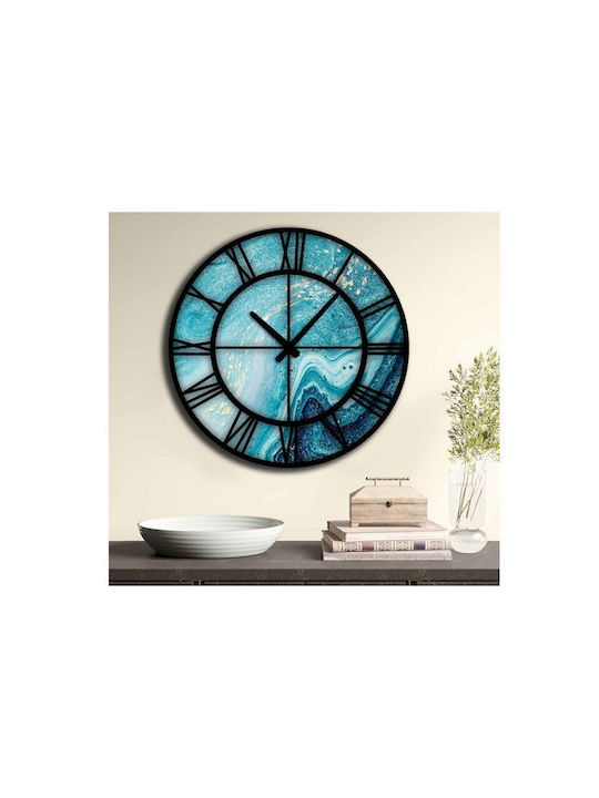 Homeplus Wall Clock Wooden Blue Ø50cm