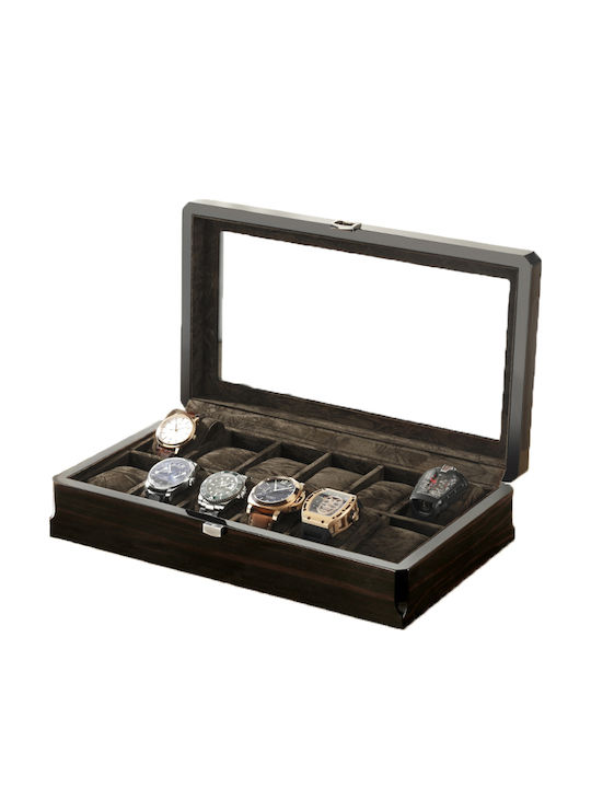 Daponte Wooden Case Deluxe with transparent lid for 12 watches in Black color DAP-WB11 Daponte Wooden Case Deluxe with transparent lid for 12 watches in Black color DAP-WB11