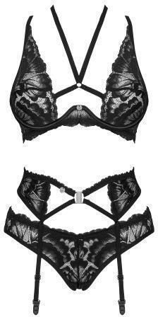 Obsessive Alessya Sexy Σετ Εσωρούχων με Δαντέλα & Ζαρτιέρες Black 3τμχ