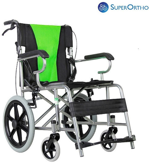 SuperOrtho Transporter Αναπηρικό Αμαξίδιο Πτυσσόμενο Ελαφρού Τύπου με Αναδιπλούμενη Πλάτη 45cm SUPER_GR722 Πράσινο