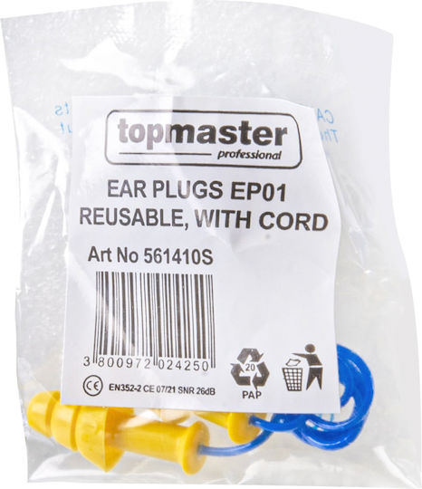 Topmaster Ωτοασπίδες με Κορδόνι Ασφαλείας σε Κίτρινο Χρώμα 561410