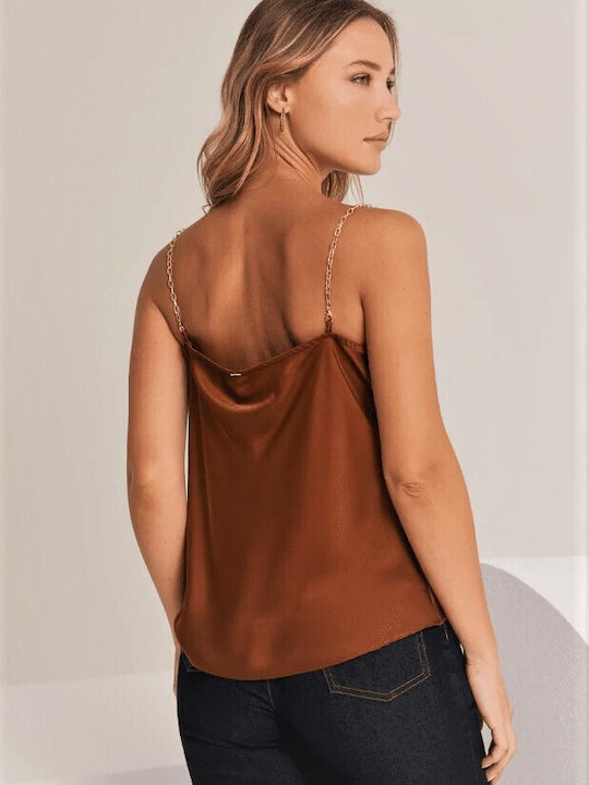 Enzzo Erica Damen Bluse mit Trägern Braun