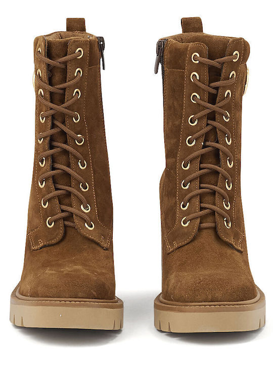 Suede Women's Ankle Boots Tabac Brown