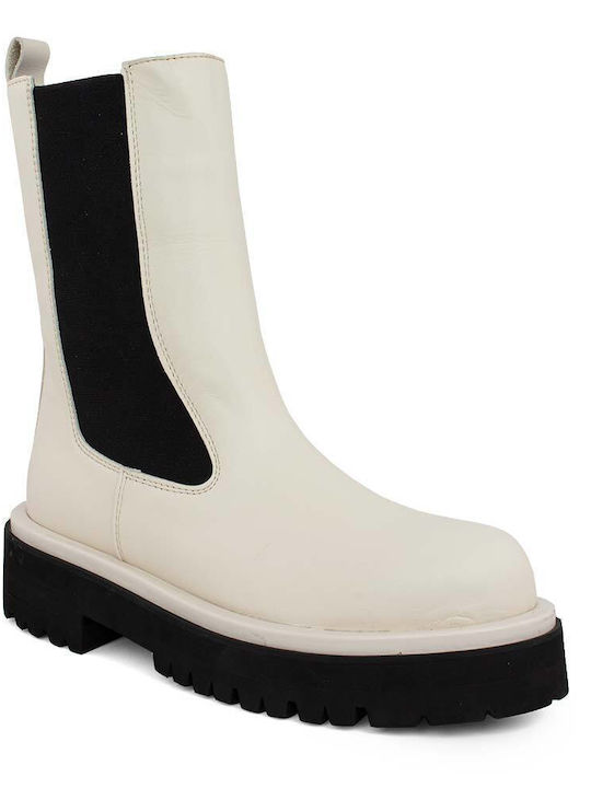 Alpe Leather Women's Chelsea Boots White