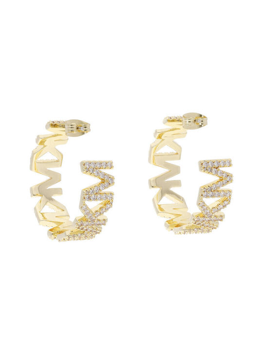 Michael Kors Earrings Hoops Gold Plated with Stones