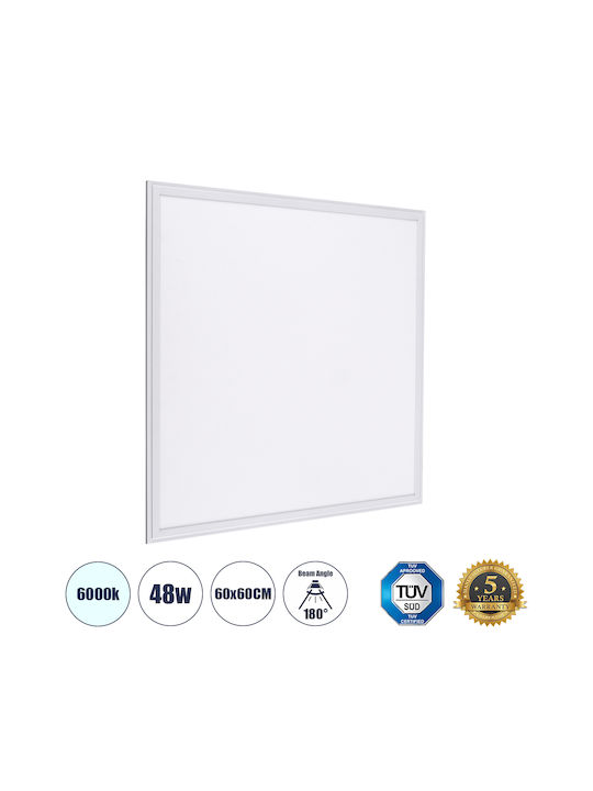 GloboStar Square Recessed LED Panel 48W with Cool White Light 60x60cm