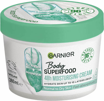 Garnier Body Superfood Moisturising and Soothing Feuchtigkeitsspendende Creme Körper mit Aloe Vera für trockene Haut 380ml