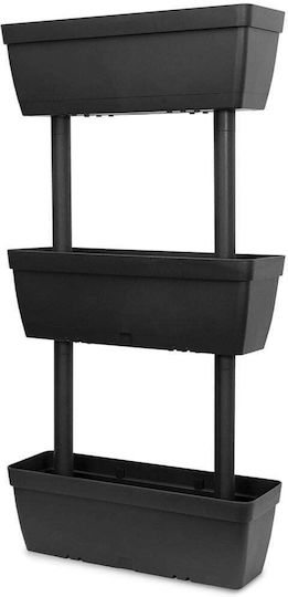vidaXL Set of 6 Plastic Grey Planter Boxes 100cm