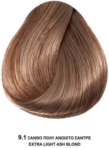 Bioshev Professional Hair Color Cream Ammonia Free Βαφή Μαλλιών Χωρίς Αμμωνία 9.1 Ξανθό Πολύ Ανοιχτό Σαντρέ 100ml