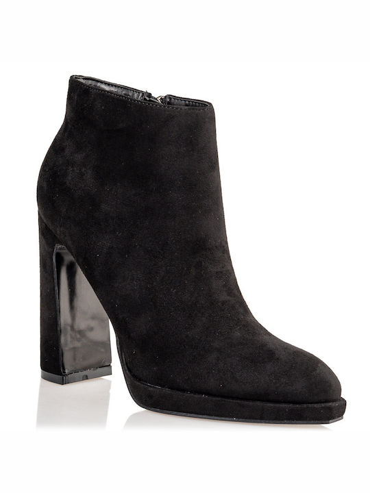 Envie Shoes Suede Women's Ankle Boots with High Heel Black