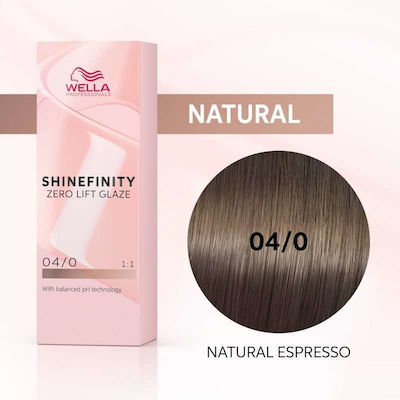 Wella Shinefinity Zero Lift Glaze Vopsea de Păr 04/0 Espresso natural 60ml