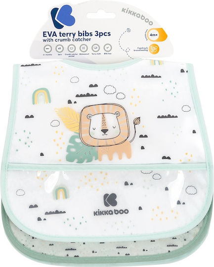 Kikka Boo Savanna Waterproof Bib Fabric with Hoop & Loop Fastener & Pocket Green for 4 m+ 3pcs