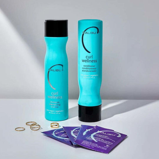 Malibu C Curl Wellness Set de tratament pentru păr pentru păr frizat cu Șampon și Balsam 4buc