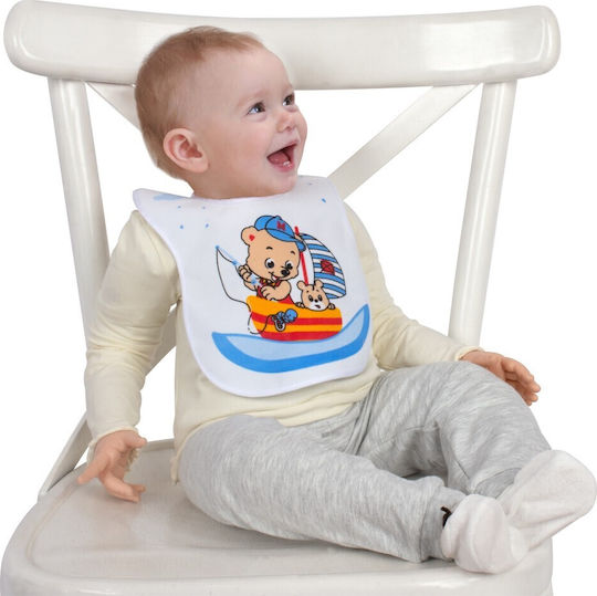 Sevi Bebe Bear Waterproof Bib Fabric with Hoop & Loop Fastener White