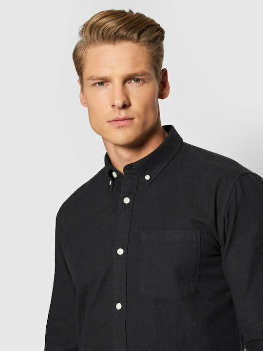 Long-sleeved Cotton Shirt Navy Blue