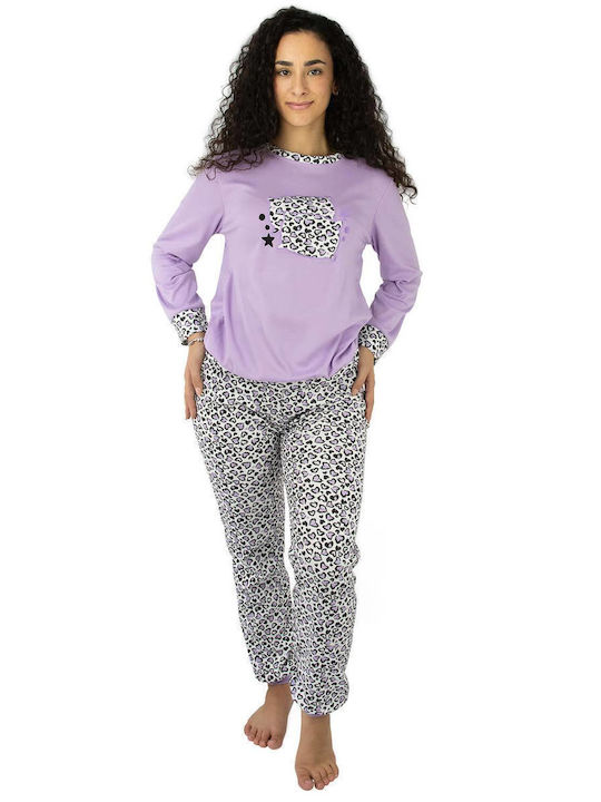 Lydia Creations De iarnă Set Pijamale pentru Femei De bumbac Violet