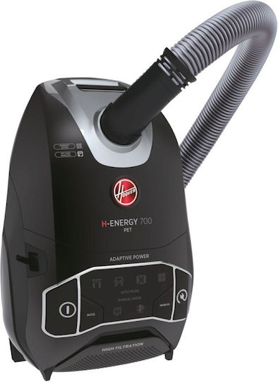 Hoover H-Power 700 HE720PET 011 Ηλεκτρική Σκούπα 850W με Σακούλα 6lt Μαύρη